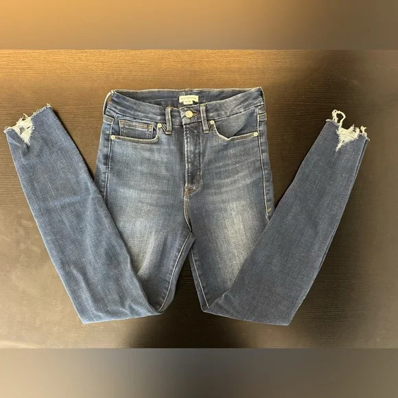 Good American Dark Blue Distressed Skinny Jeans - Picture 4 of 9